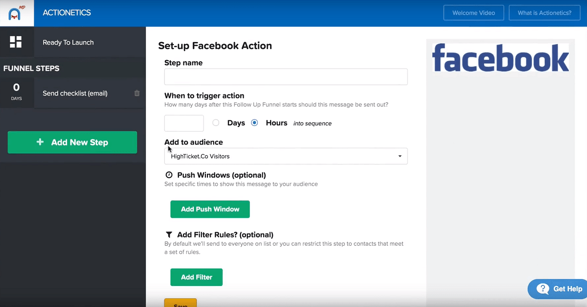 actionetics md facebook messenger retargeting setup clickfunnels