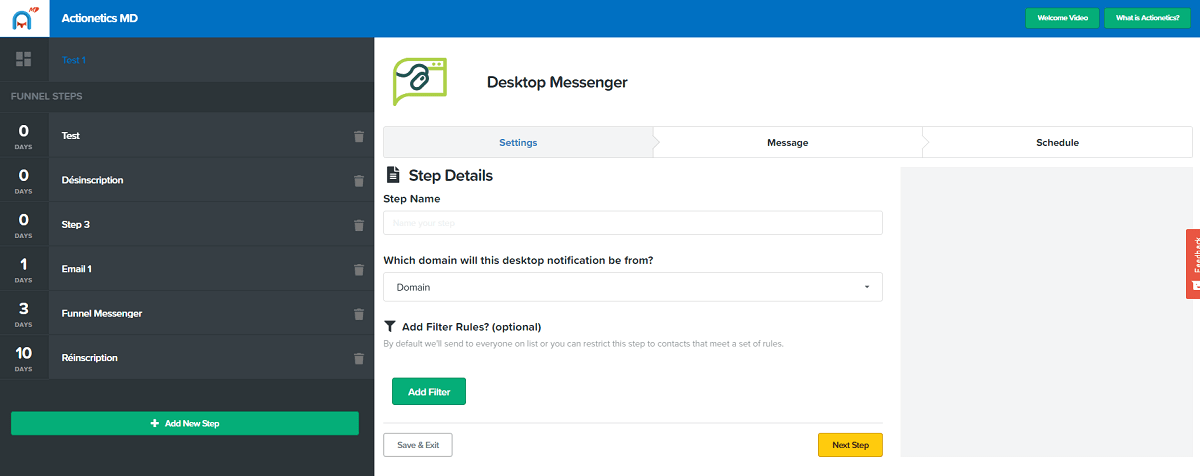 actionetics md desktop messenger settings clickfunnels